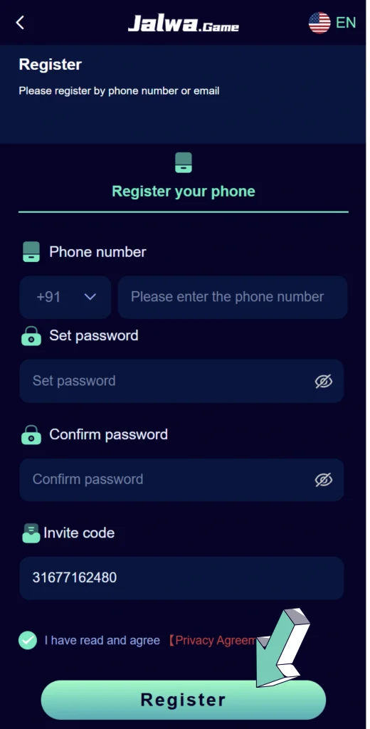 Jalwa Game Register